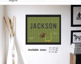 Football Playroom Bedroom Wall Art - Instant Access Edit Now - Football Field Nursery Toddler Kids Name Sign Decoration Printable