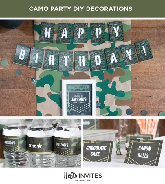 Camo Birthday Party Printable Diy Party Pack Decorations Etsy