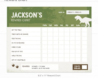 Dinosaur Editable Reward Chart - Instant Access Edit Now - Prehistoric Roar T-Rex Printable Chore Chart Weekly Reward Chart for Kids Print