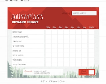 Adventure Awaits Editable Reward Chart - Instant Access Edit Now - Forest Mountains Printable Chore Chart Weekly Reward Chart for Kids