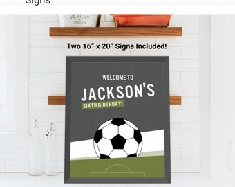 Soccer Custom Party Sign Birthday Decorations - Instant Access Edit Now - Soccer Game Team Party Digital Printable DIY Decor