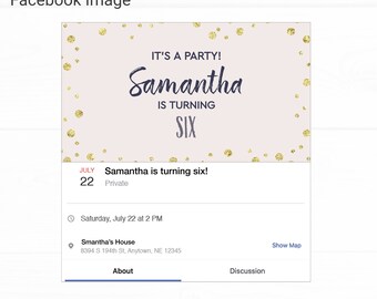 Glam Facebook Event Birthday Invitation - Instant Access Edit Now - Minimal Modern Glitter Pink Gold Invite Digital Printable DIY Invitation