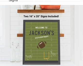 Football Custom Party Sign Birthday Decorations - Instant Access Edit Now - Football Field Sports Digital Printable DIY Decor