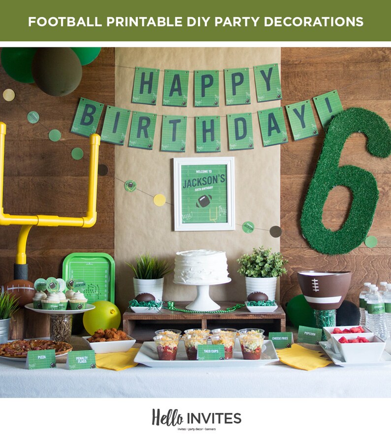 Football Birthday Party Printable Diy Party Pack Decorations Etsy