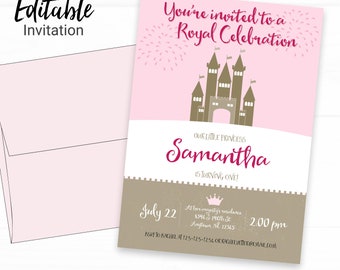 Princess Birthday Invitation - Instant Access Edit Now - Royal Castle Celebration Invite Digital Printable DIY Invitation