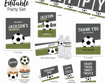 Soccer Birthday Party Decorations - Instant Access Edit Now - Soccer Game Team Party Digital Printable DIY Decor