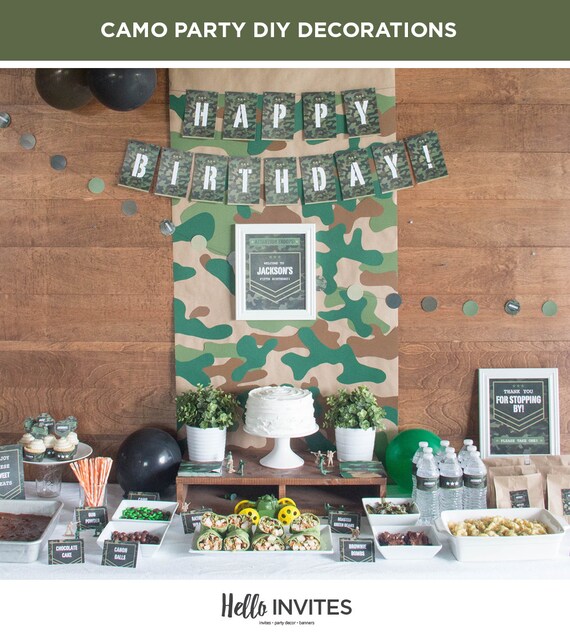 Camo Birthday Party Printable Diy Party Pack Decorations Etsy