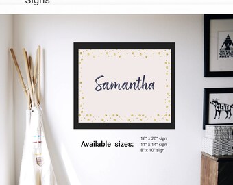 Glam Playroom Bedroom Wall Art - Instant Access Edit Now - Minimal Modern Glitter Pink Nursery Toddler Kids Name Sign Decoration Printable