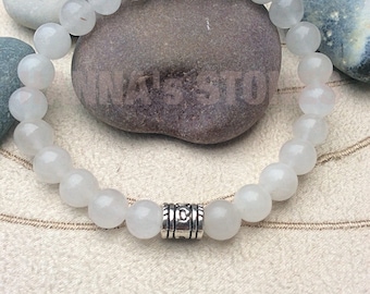 Whit jade bracelet, white bracelet, jade bracelet, white gemstones, simple bracelet, jade jewellery