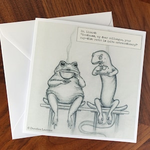 Folded card - &quot;Dr. Lizard and the cup-disc ratio&quot; (S1,E4)  - eye doctor joke ophthalmology pun wall art practice or clinic