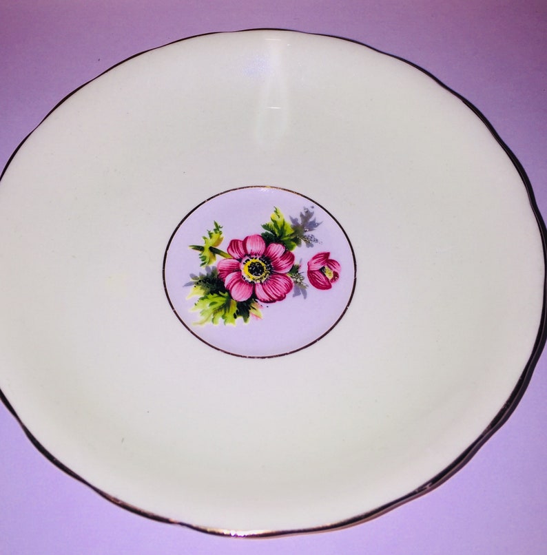 Windsor Pastel Green with Pink Camellia Sansnqua Flowers Inside Tea Cup and Saucer Made in England