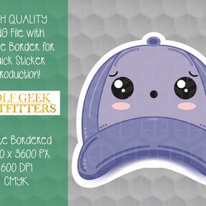 Kawaii Golf Hat PNG, Cartoon Baseball Cap Sublimation, Cute Purple Dad Hat Clip Art Digital Download, Golf Planner Sticker