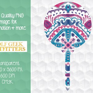 Golf Mandala Print Sublimation, Golf Ball and Tee Mandala PNG, Hand Drawn Digital Golf Clip Art Download, Golf Planner Sticker