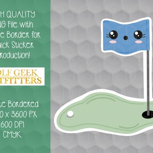 Kawaii Golf Green with Flag PNG, Cartoon Golf Pin Sublimation, Cute Golf Clip Art Download, Golf Planner Sticker