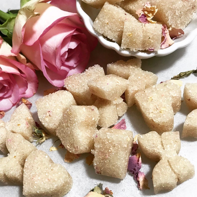 Organic Rose Flavored Sugar Cubes for Tea, Champagne, Wedding, Tea Party, Bridal Party, Hostess image 1