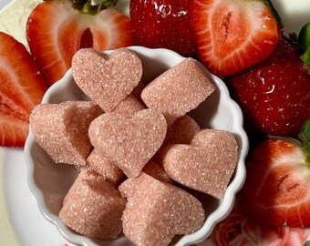 Strawberry Sparkle Cotton Candy Flavored Sugar Cubes for Tea, Champagne, Glitter Heart & Butterfly Sugar Cubes, Wedding, Bride, Tea Party