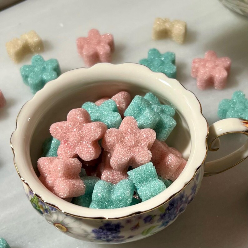 Organic Vegan Sugar Cubes for Tea and Coffee, Gourmet Sugar, Wedding, Tea Party, Bridal Party, Hearts, Butterflies, Clouds, Bears, Skulls Flowers/Bows, 7oz