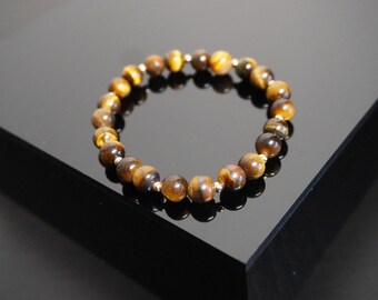 Handcrafted Tigers Eye Bracelet with Gold-Filled Beads – Unisex Gemstone Jewelry