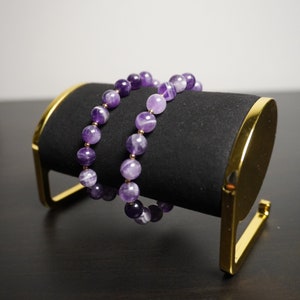 Ensemble de charmants bracelets en perles d'améthyste pour mère et fille - Bijoux assortis