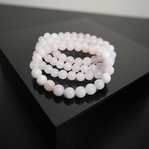Handcrafted Rose Quartz Beaded Bracelet, Elegant Love Stone Stretch Jewelry, Perfect Gift for Her