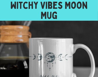 Taza de luna bruja, luna fases taza, taza celestial, regalos brujos para las mujeres luna,