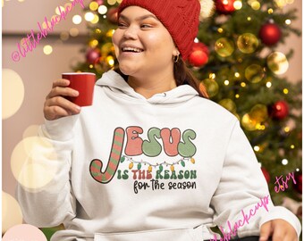 holiday sweatshirt jesus christmas hoodie christmas sweater candycane holiday hoodie christian sweaters christian gift christian hoodie