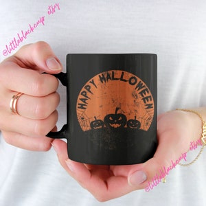 happy halloween mug, halloween mug, pumpkin mug, halloween themed, halloween coffee cup, halloween tea mug, halloween mug gift, spooky