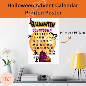 Calendario dell'avvento di Halloween cartello spaventoso spaventoso stravagante gotico incantevole poster inquietante inquietante festivo conto alla rovescia tematico cartello fantasma giocoso