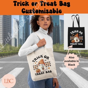 Personalisierte Halloween-Einkaufstasche Süßes oder Saures Tasche Kinder Süßes oder Saures Tasche Süßigkeitstasche Halloween-Süßigkeitssack, benutzerdefinierter Name Halloween-Leckereitasche