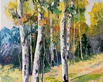 Oil Painting Landscape Fall Aspen Forest Original Artist / Original ...
