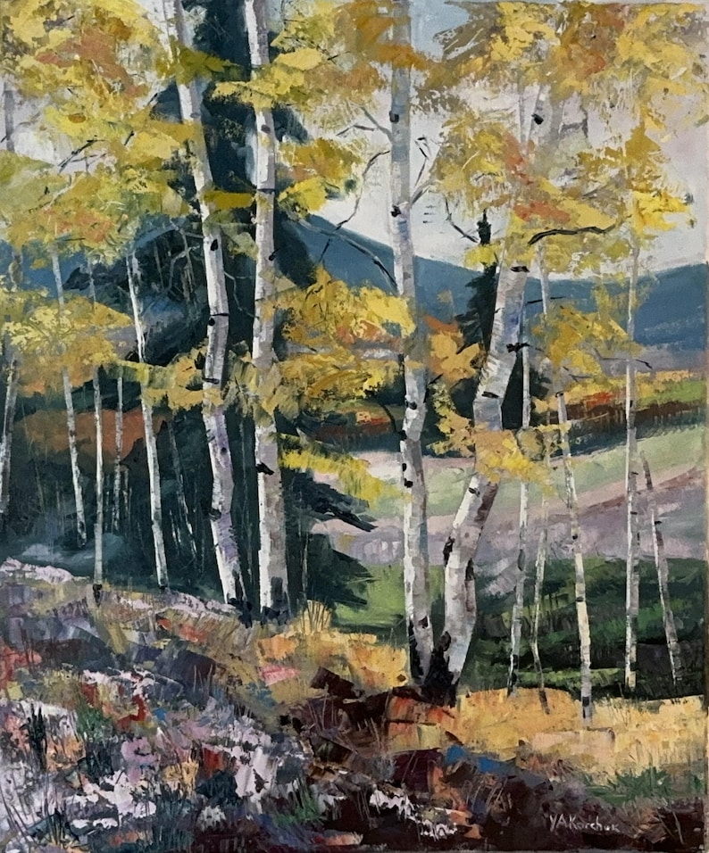 Original Oil Paintings on Canvas Colorado Rocky Mountain Aspen Fall - Etsy