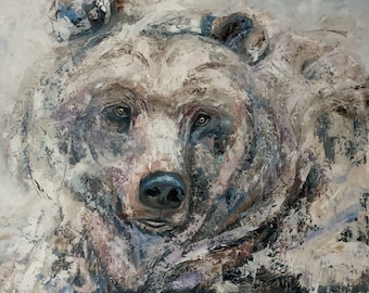 Original Bear Oil Painting wildlife