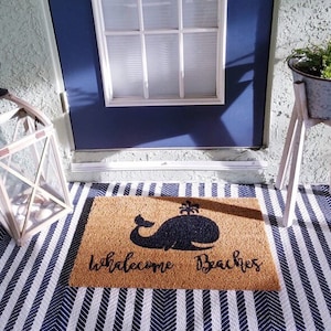 Custom doormat        Whalecome Beaches coir doormat
