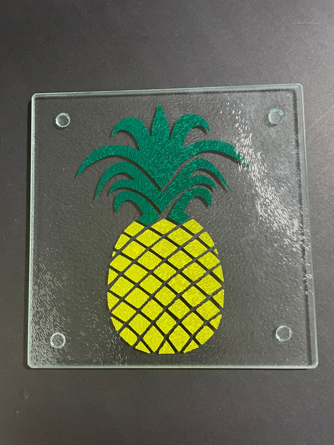 Glass Trivet Glass Cutting Board Pineapple Kitchen Etsy