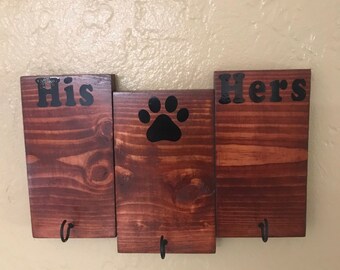 His and hers key hanger and leash hanger