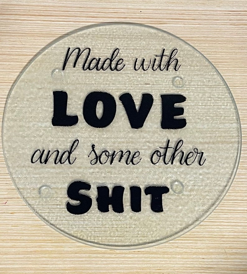 Glass Trivet Glass Cutting Board Made With Love Trivet Gift Etsy