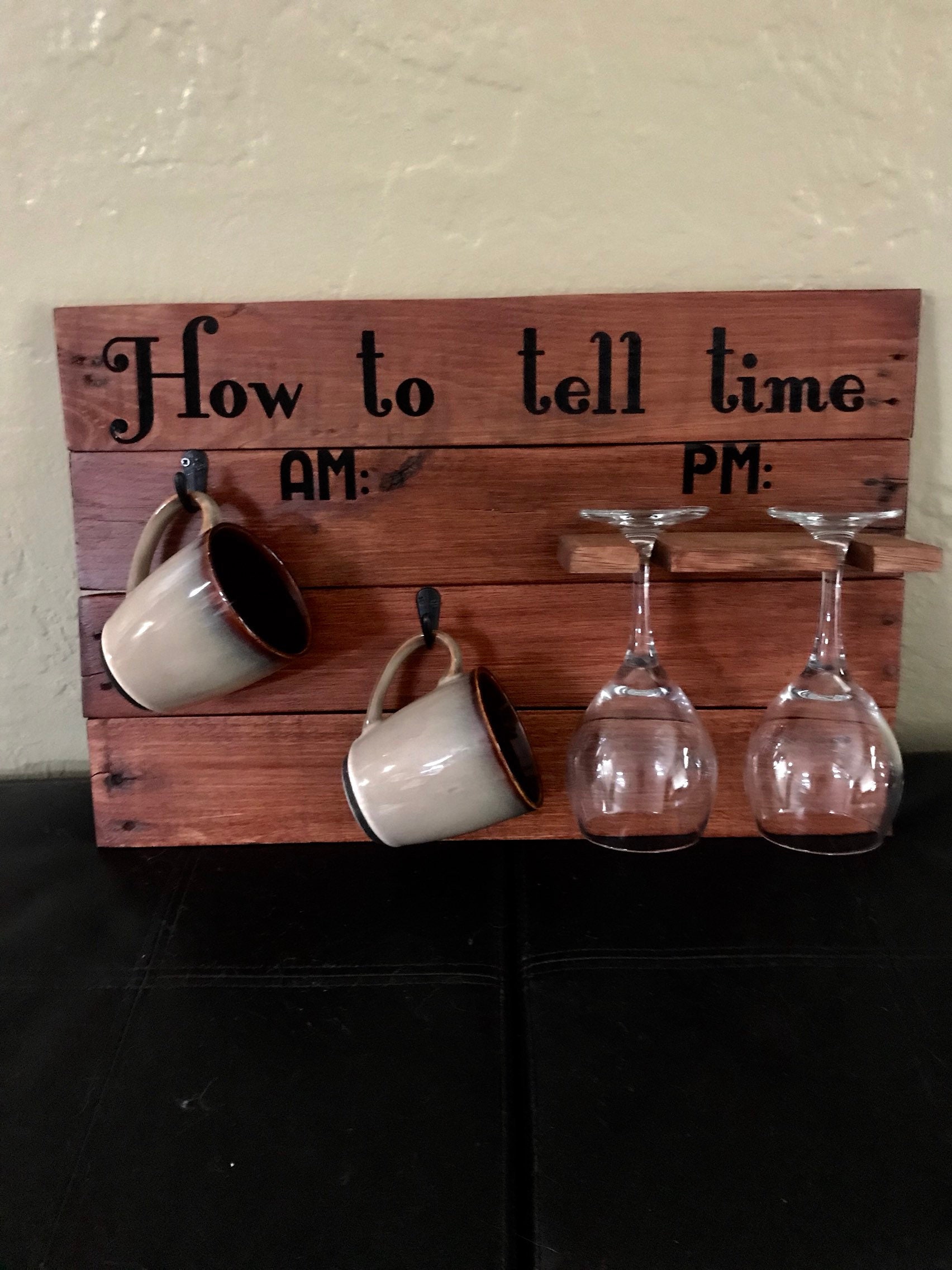 AM/PM coffee mug/wine glass hanger kitchen clock am pm cup Etsy