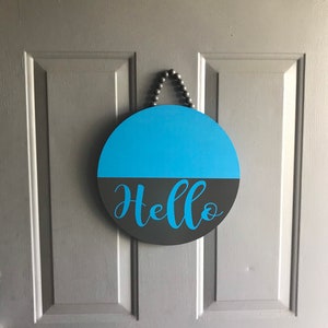 Door hanger, Hello door hanger, Front door decor, Wood round door hanger, Housewarming gift, Welcome sign, 12” door hanger