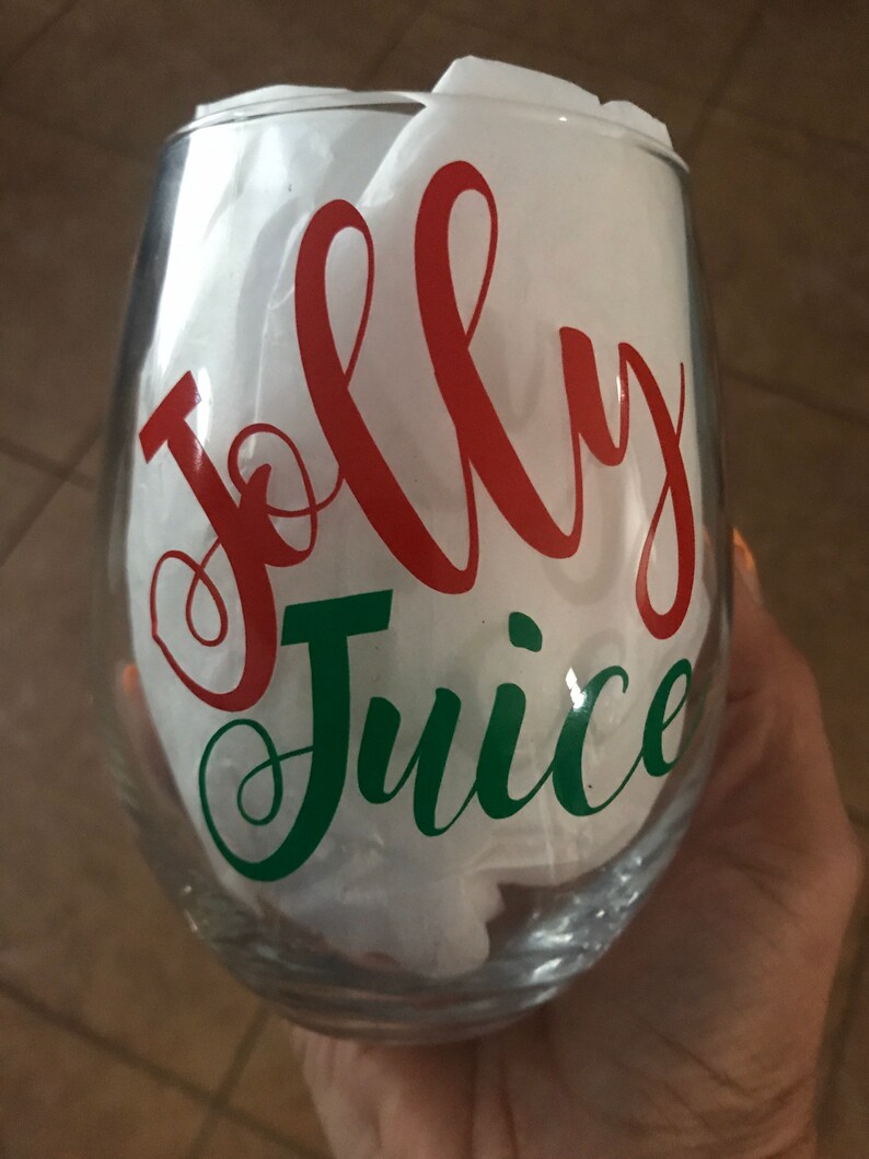 Christmas Wine Glass Stemless Wine Glass Jolly Juice Wine Etsy