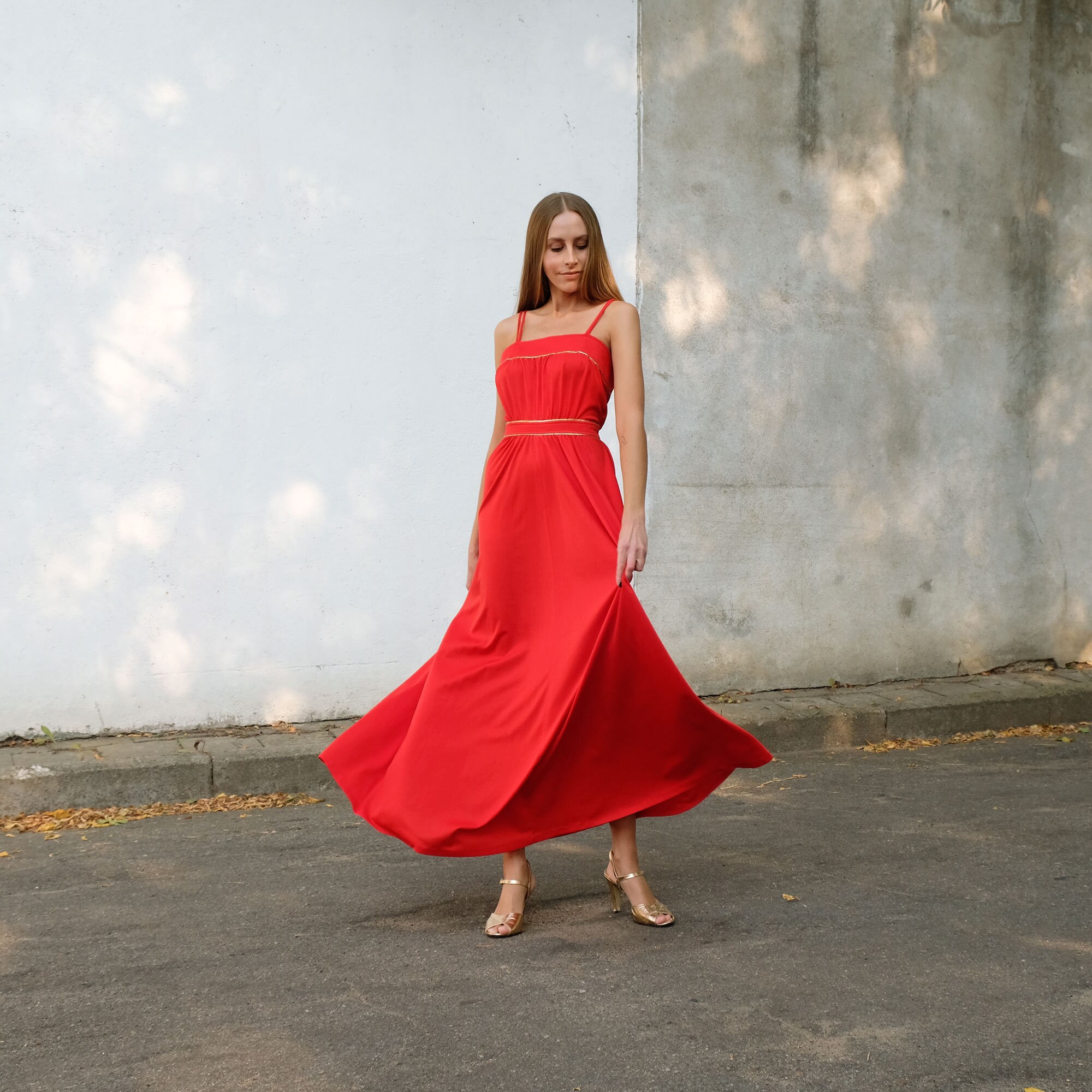 red dress retro Plus Size - Chic Flocked Mesh Belted Dress Length Vintage wine-red perfection @daily.retro.styl