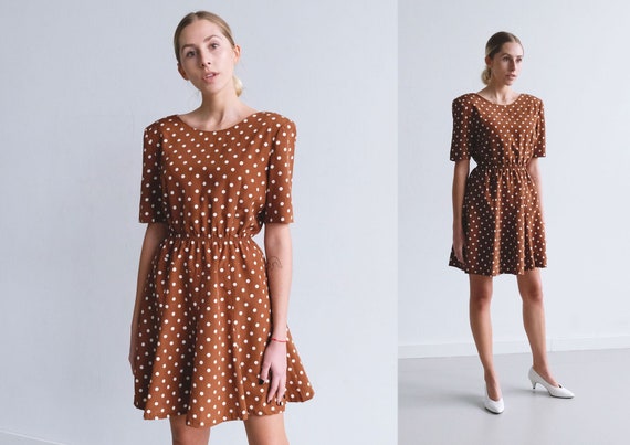 pretty woman brown spotted dress