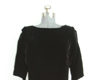 60's Christian Dior mini velvet black dress LBD modern size 6