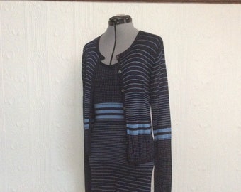 90's BCBG tricotine slip dress and cardigan - size 6 or 8 - S or XS