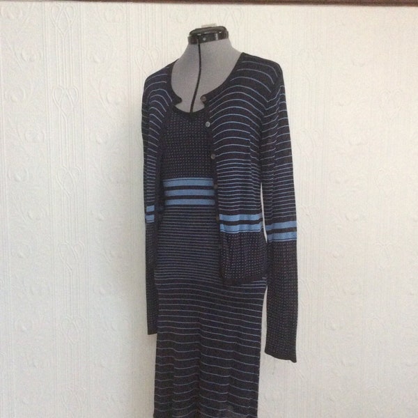 90's BCBG tricotine dress and cardigan - size 6 or 8