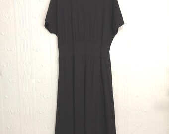 Vintage Black Empire Waist T-shirt Dress With Pockets, Size L - Etsy