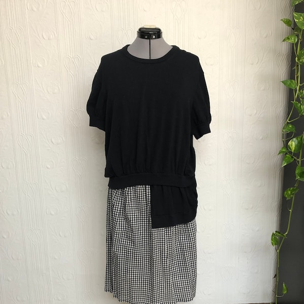 Marc by Marc Jacobs deconstructed dress in navy and white gingham - size Large, or size 10