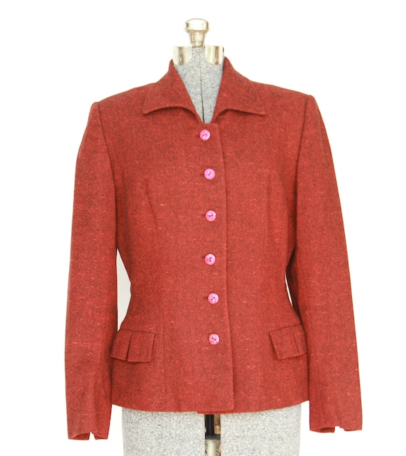 40's dark red tweed Jacket - small/medium