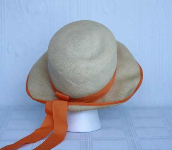 Marshall fields Betmar 60's straw hat with orange… - image 3