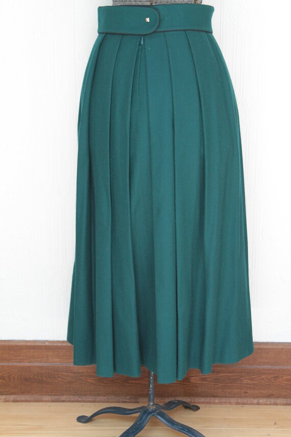 80's green teal midi wool austrian skirt with bel… - image 3
