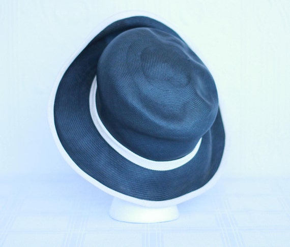 Mr John 60's navy and white straw hat - image 4